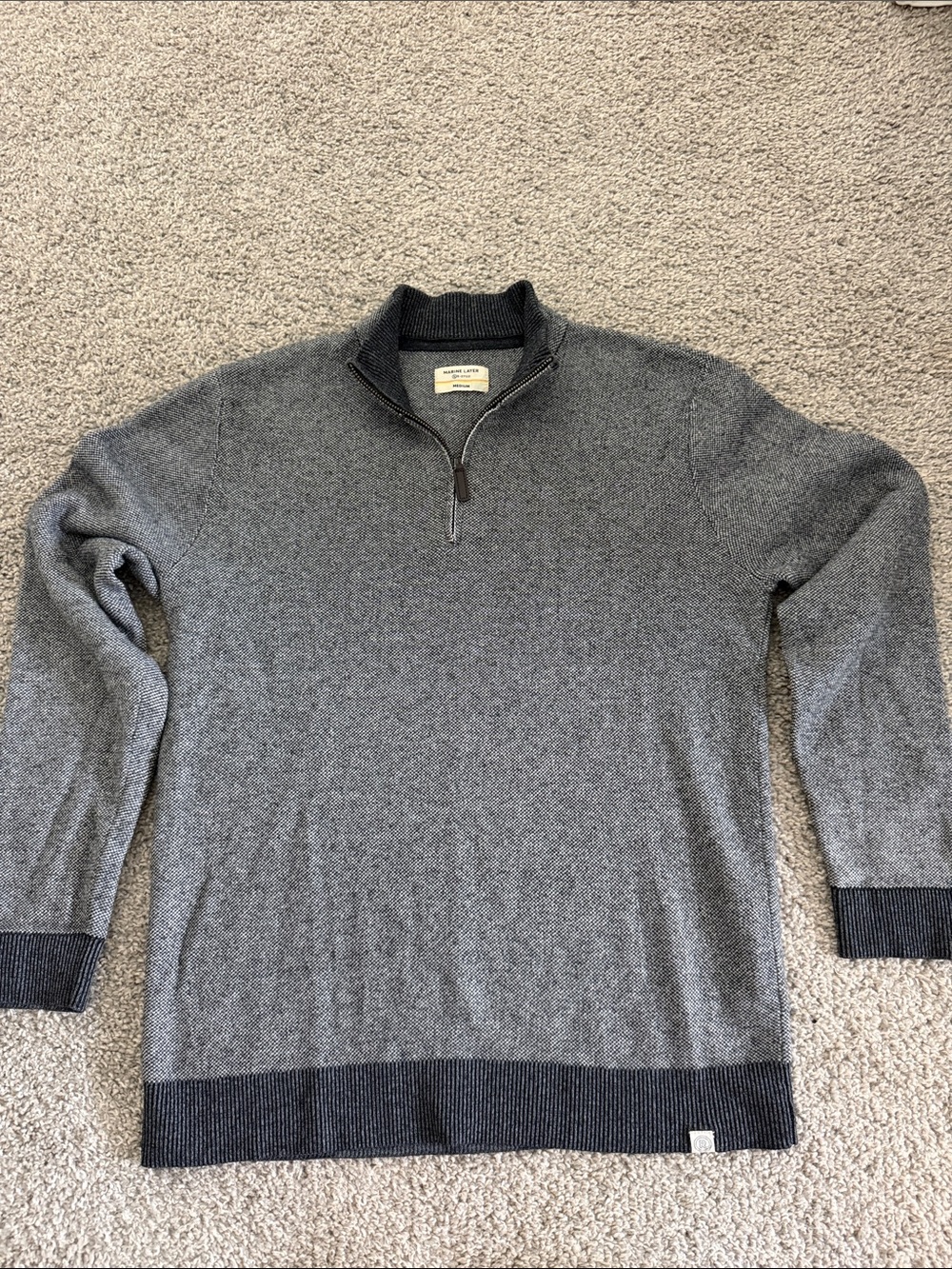 Marine Layer Men’s 1/4 Zip Re-Spun Pullover Sweater in Gray